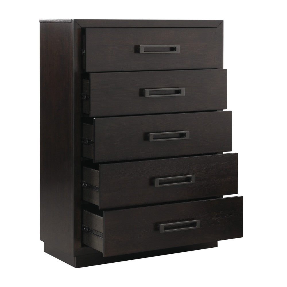 Tey Tall Dresser Chest | 5 Drawers w Metal Handles | Gray Ash Veneer BM335859