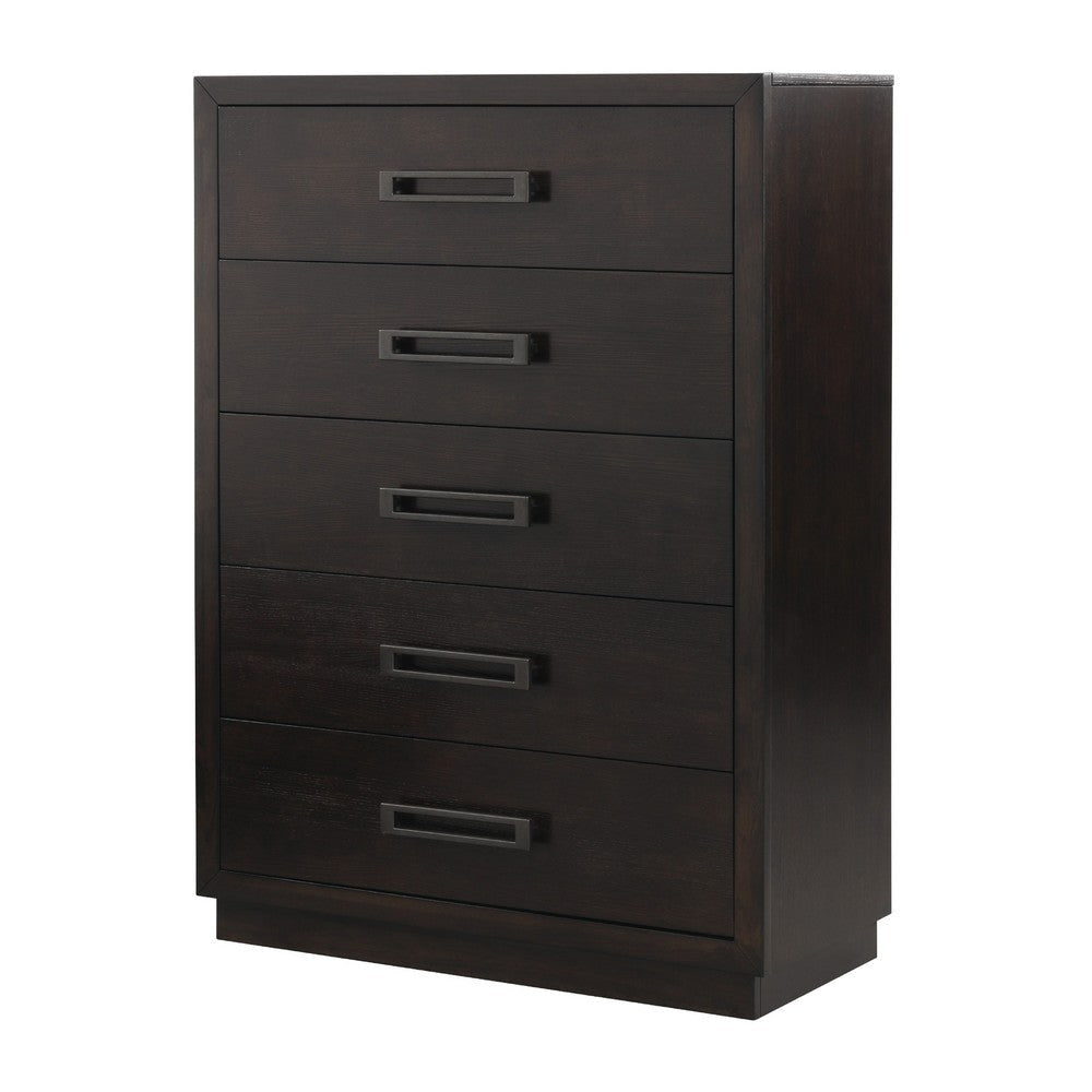 Tey Tall Dresser Chest | 5 Drawers w Metal Handles | Gray Ash Veneer BM335859