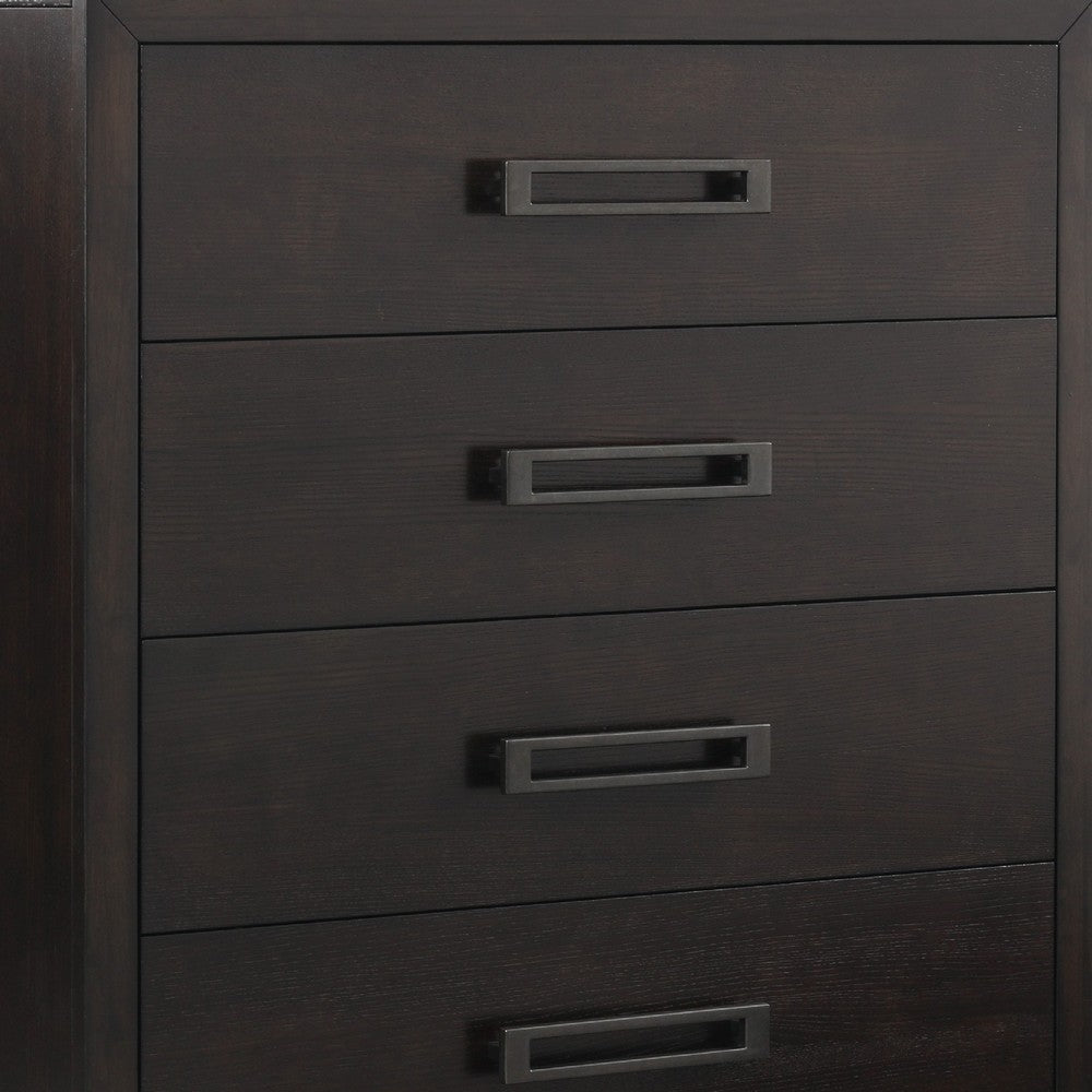 Tey Tall Dresser Chest | 5 Drawers w Metal Handles | Gray Ash Veneer BM335859