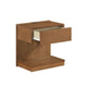 C Shaped End Table | 1 Drawer USB Port | 18’’ | Wire Brush Brown Wood BM335861