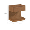C Shaped End Table | 1 Drawer USB Port | 18’’ | Wire Brush Brown Wood BM335861