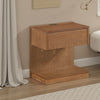C Shaped End Table | 1 Drawer USB Port | 18" | Wire Brush Brown Wood