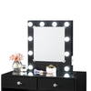 Hudi Makeup Vanity and Stool Set | 10 Light | USB Power Outlet | Black