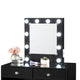 Hudi Makeup Vanity and Stool Set | 10 Light | USB Power Outlet | Black