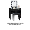 Hudi Makeup Vanity and Stool Set | 10 Light | USB Power Outlet | Black