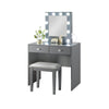 Hudi Makeup Vanity and Stool Set | 10 Lights | USB Power Outlet | Gray