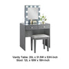 Hudi Makeup Vanity and Stool Set | 10 Lights | USB Power Outlet | Gray