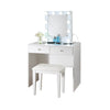 Hudi Makeup Vanity and Stool Set | 10 Light | USB Power Outlet | White