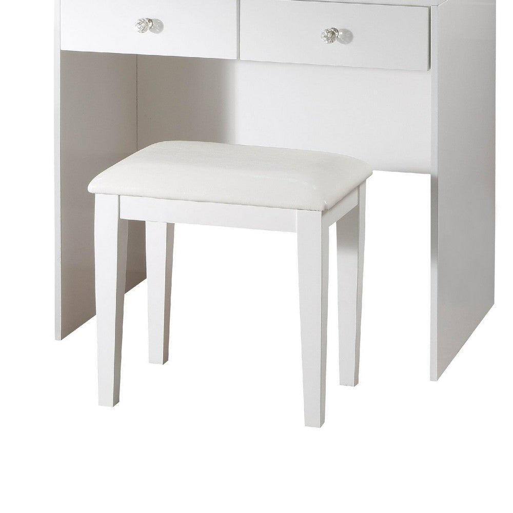 Hudi Makeup Vanity and Stool Set | 10 Light | USB Power Outlet | White