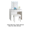 Hudi Makeup Vanity and Stool Set | 10 Light | USB Power Outlet | White