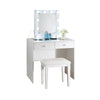 Hudi Makeup Vanity and Stool Set | 10 Light | USB Power Outlet | White