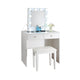 Hudi Makeup Vanity and Stool Set | 10 Light | USB Power Outlet | White