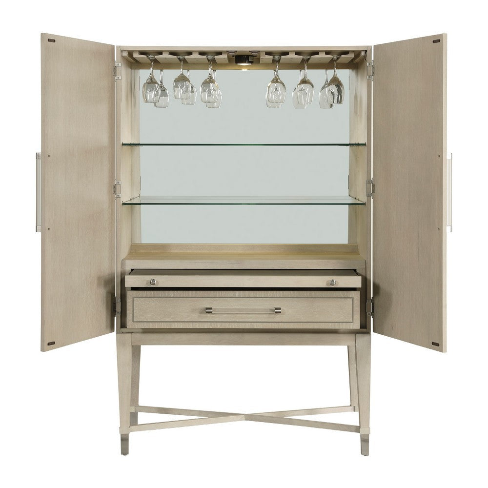 Olto Bar Cabinet | 68’’ | 2 Shelves and Stemware Racks | Brown Veneer BM335865