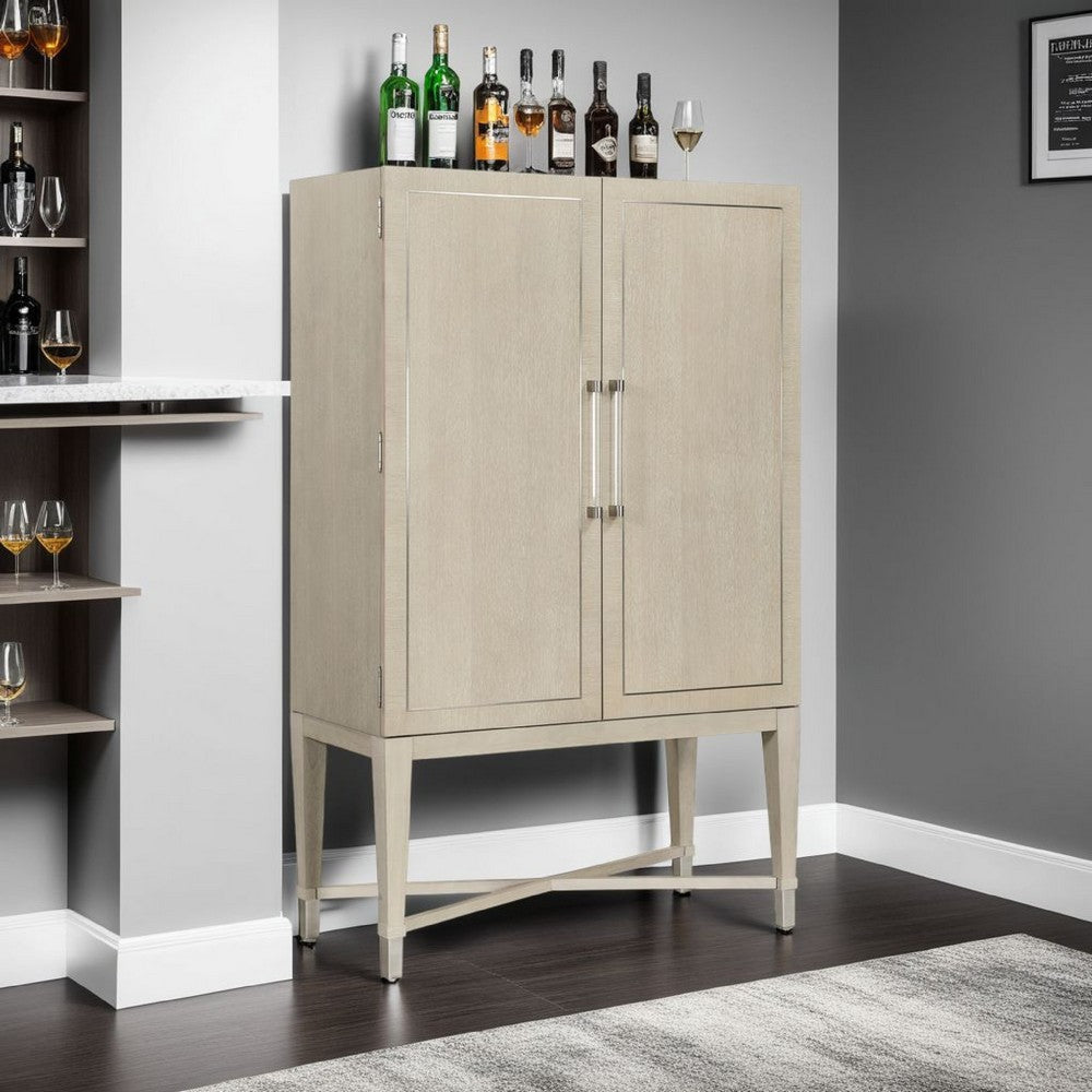 Olto Bar Cabinet | 68" | 2 Shelves and Stemware Racks | Brown Veneer