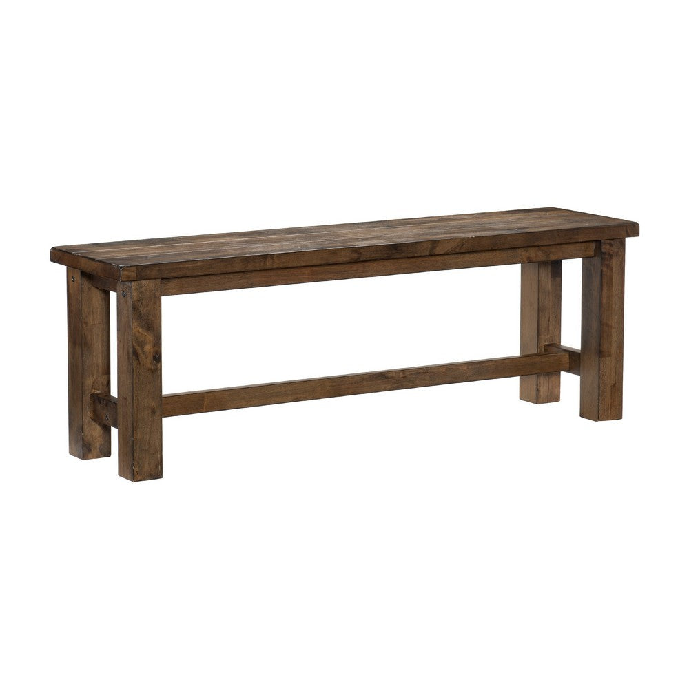 Rick Dining Bench | 52" Transitional Natural Brown Rubberwood