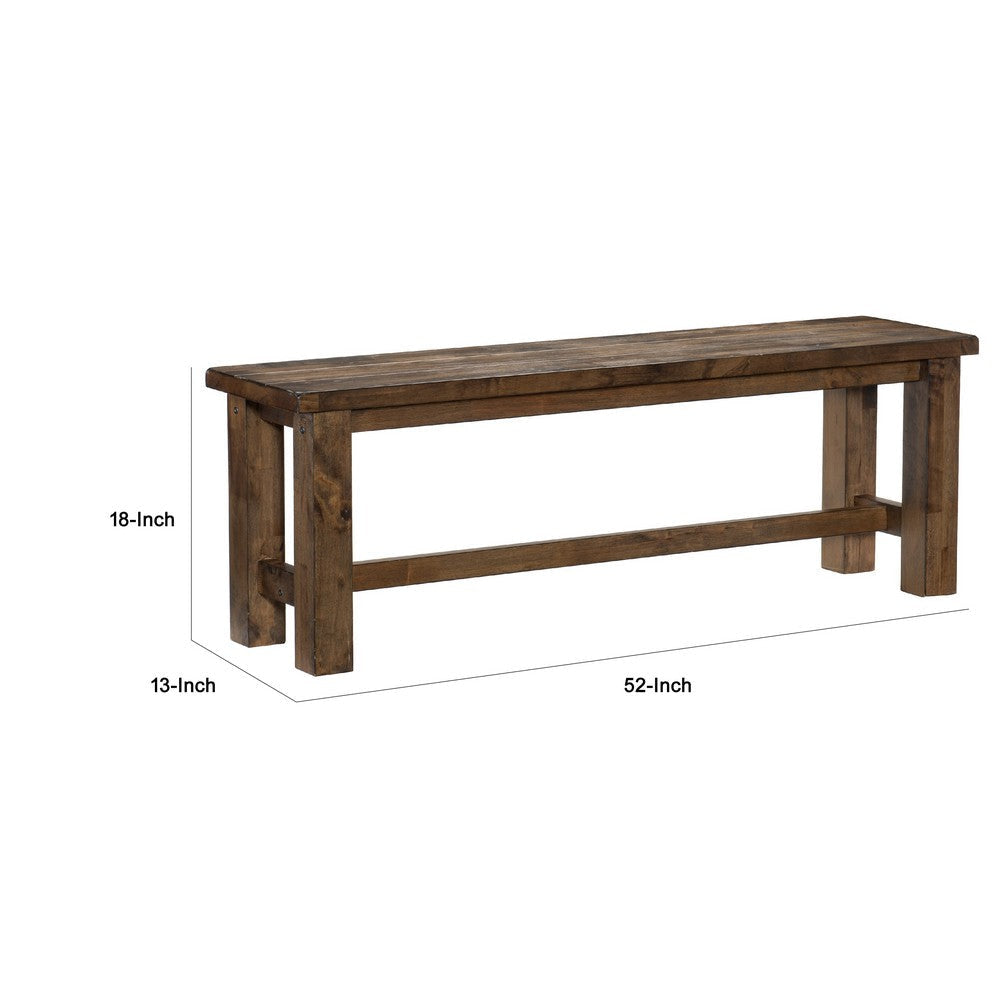Rick Dining Bench | 52’’ Transitional Natural Brown Rubberwood BM335869