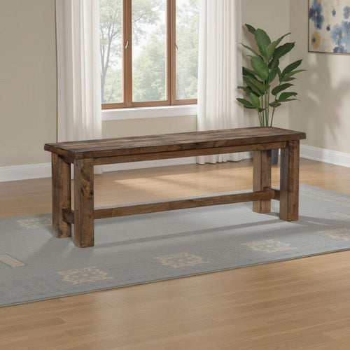 Rick Dining Bench | 52" Transitional Natural Brown Rubberwood