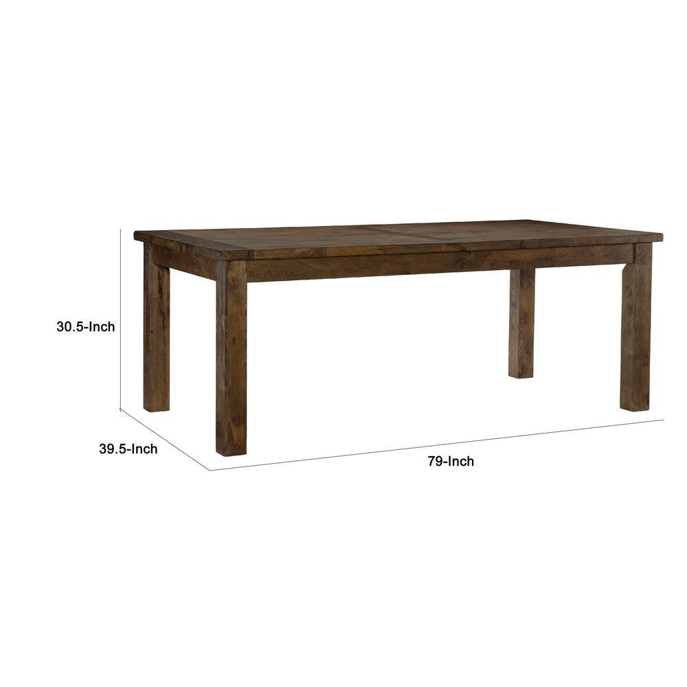Rick Dining Table | 79" Rectangular Top | Natural Brown Rubberwood