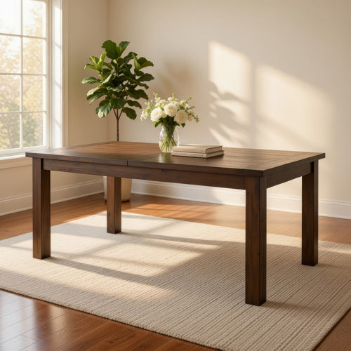 Rick Dining Table | 79" Rectangular Top | Natural Brown Rubberwood