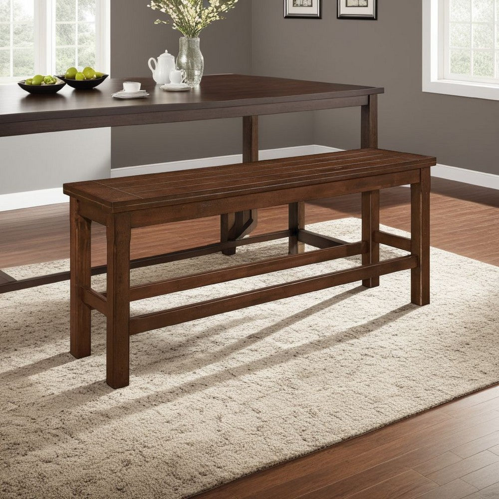 Lsy Counter Height Dining Bench | 64" Dark Brown Wood Frame