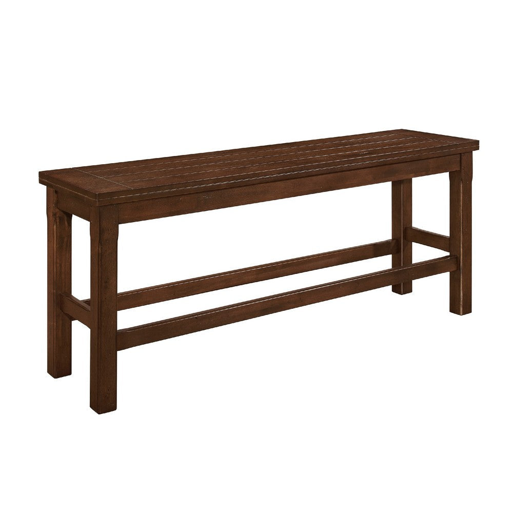 Lsy Counter Height Dining Bench | 64" Dark Brown Wood Frame