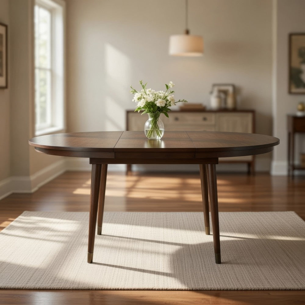 Coly Dining Table with Butterfly Leaf 48-65" Round | Maple Brown