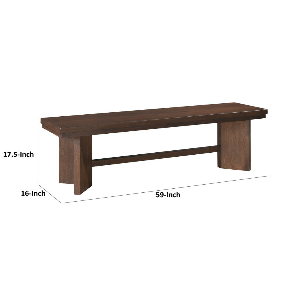 Bloi Dining Bench | X Shaped Trestle Base | 59’’ | Brown Wood Frame BM335876