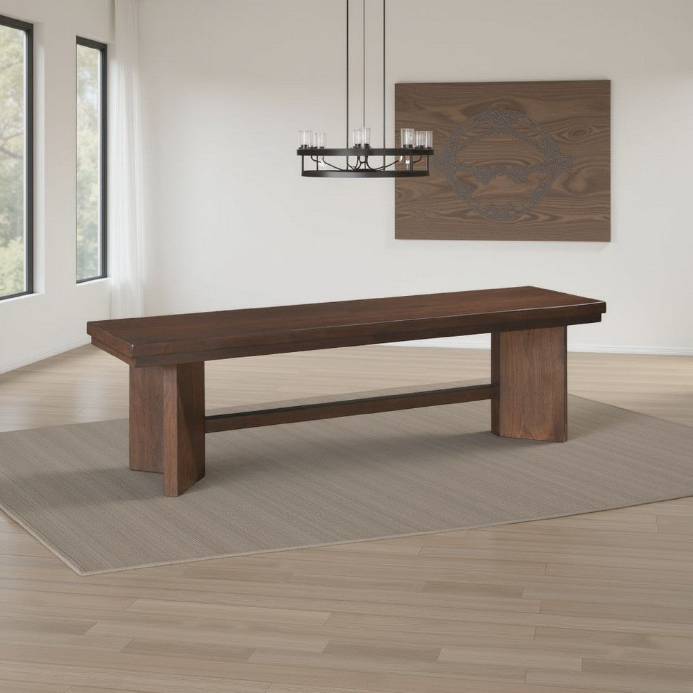 Bloi Dining Bench | X Shaped Trestle Base | 59" | Brown Wood Frame