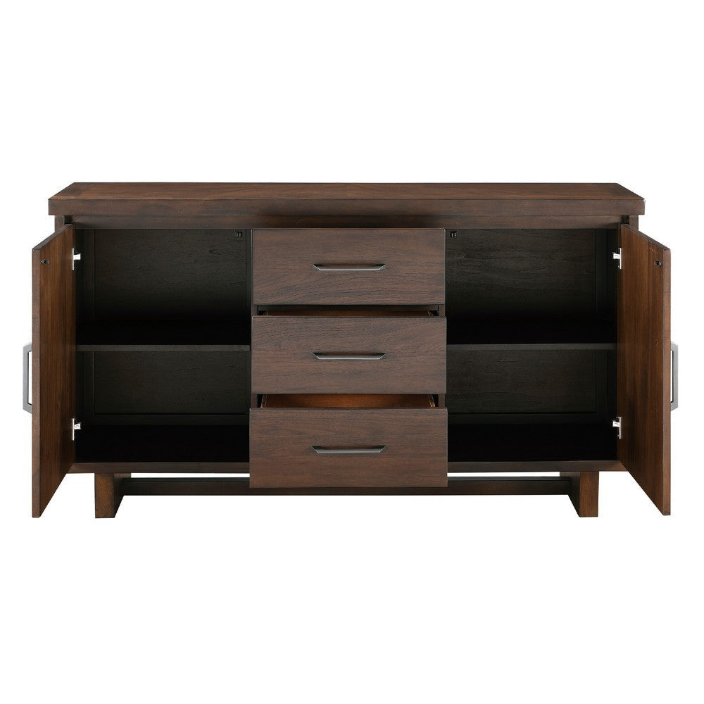 Bloi Sideboard Buffet Console | 60’’ | 3 Drawers 2 Cabinets | Brown BM335877