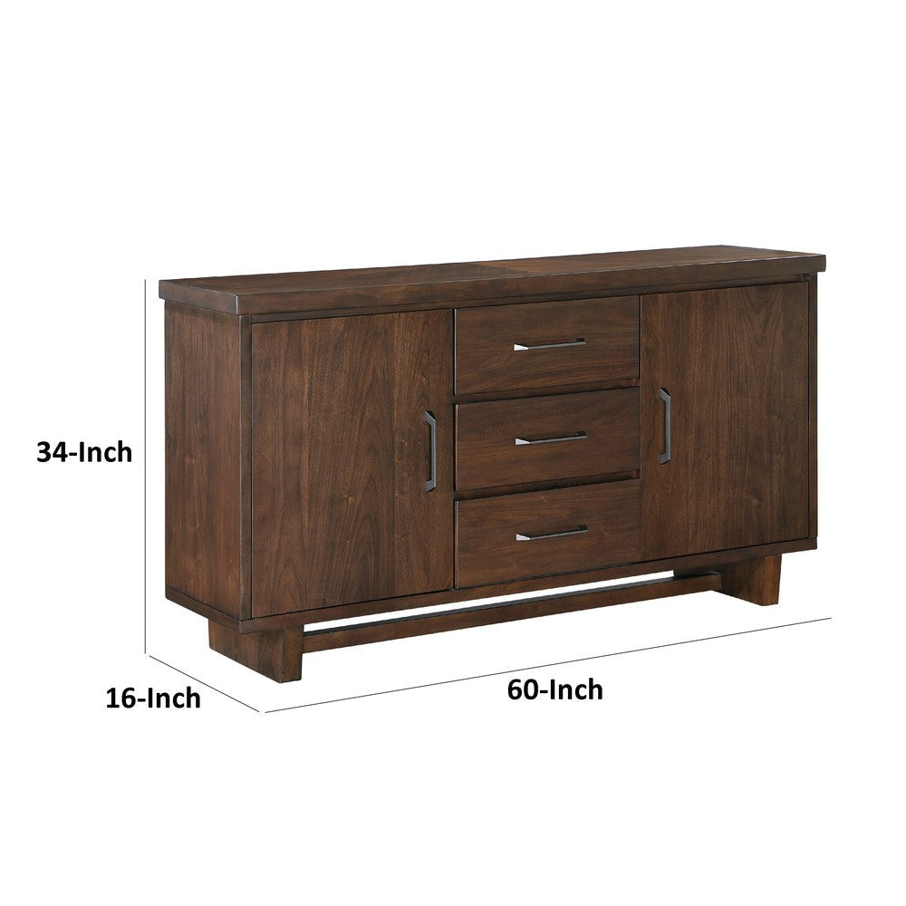 Bloi Sideboard Buffet Console | 60’’ | 3 Drawers 2 Cabinets | Brown BM335877
