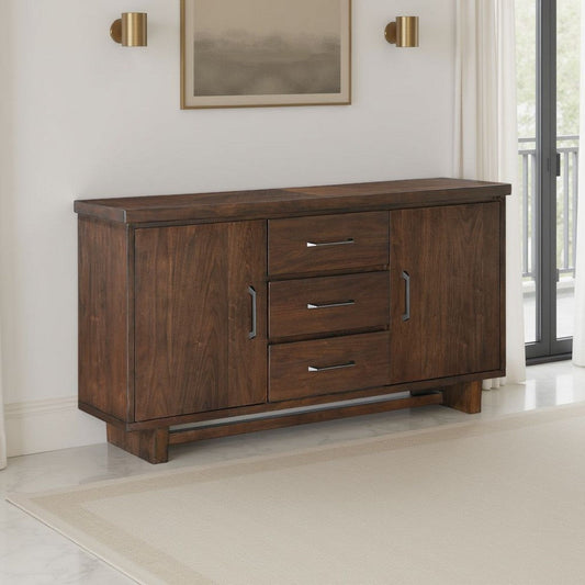 Bloi Sideboard Buffet Console | 60" | 3 Drawers 2 Cabinets | Brown