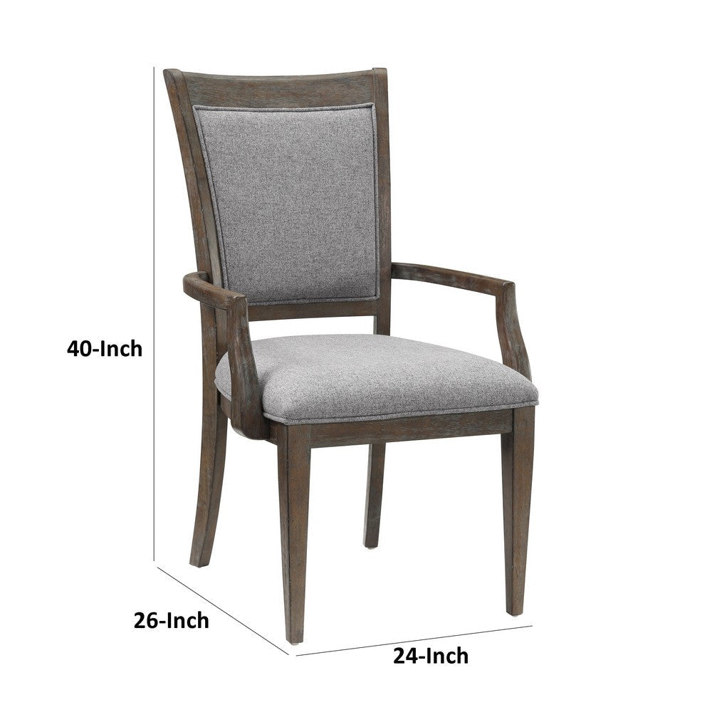 Koa Dining Armchair Set of 2 | Padded Seat and Back | Driftwood Brown BM335879