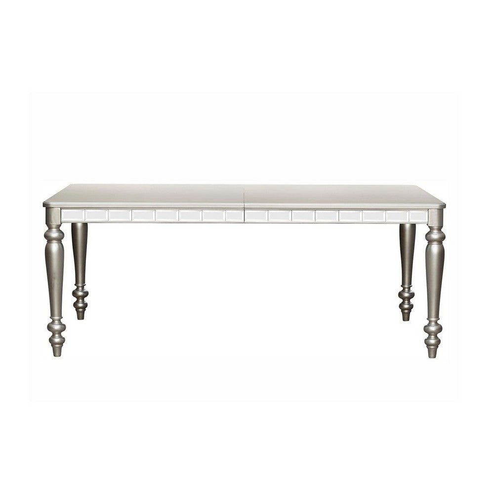 Dining Table with Extension Leaf 78-96" | Silver Wood | Mirror Trim
