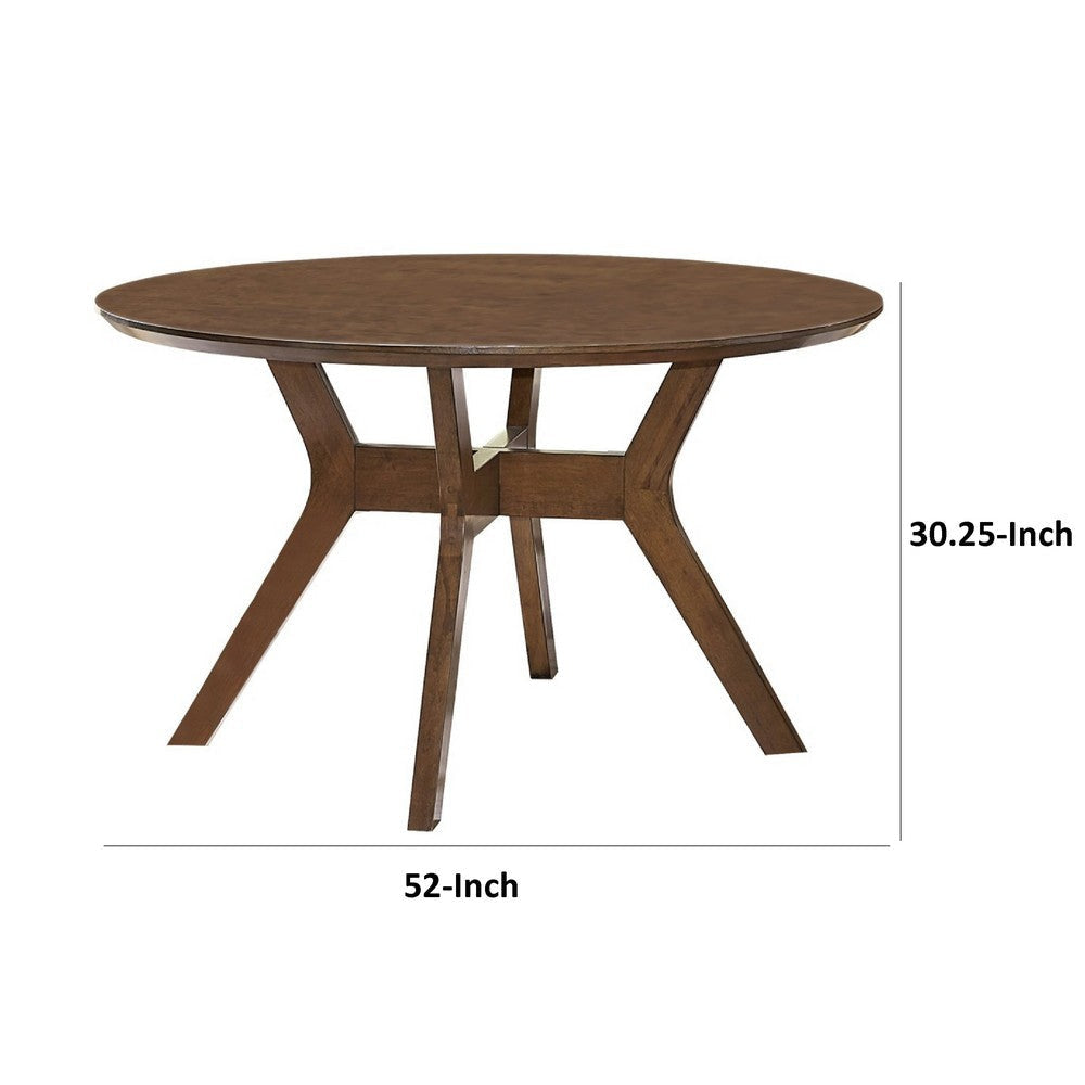 Leom Dining Table | X Shaped Base | Brown Mindy Veneer | 50’’ Round BM335882