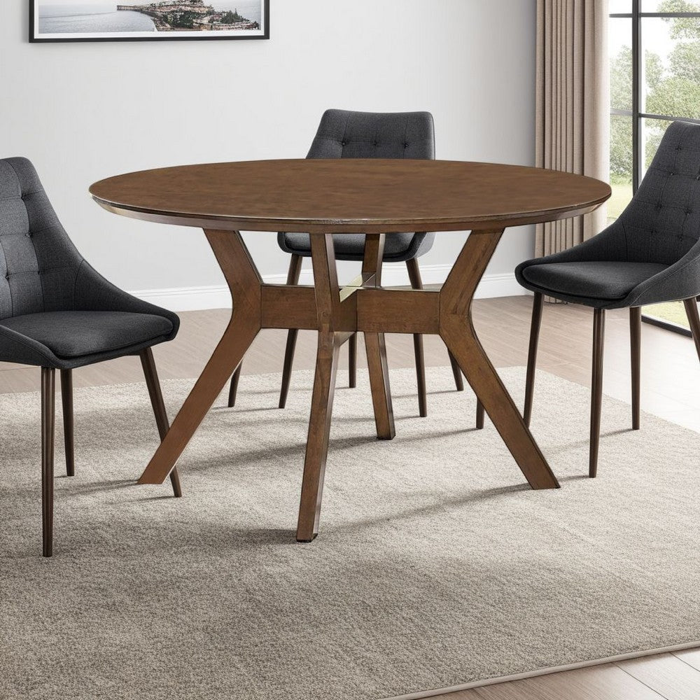 Leom Dining Table | X Shaped Base | Brown Mindy Veneer | 50" Round