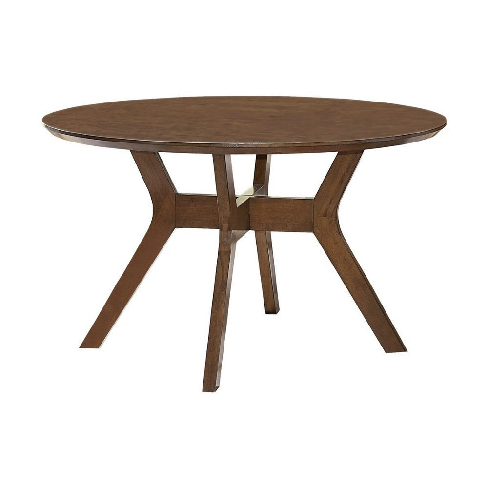 Leom Dining Table | X Shaped Base | Brown Mindy Veneer | 50" Round
