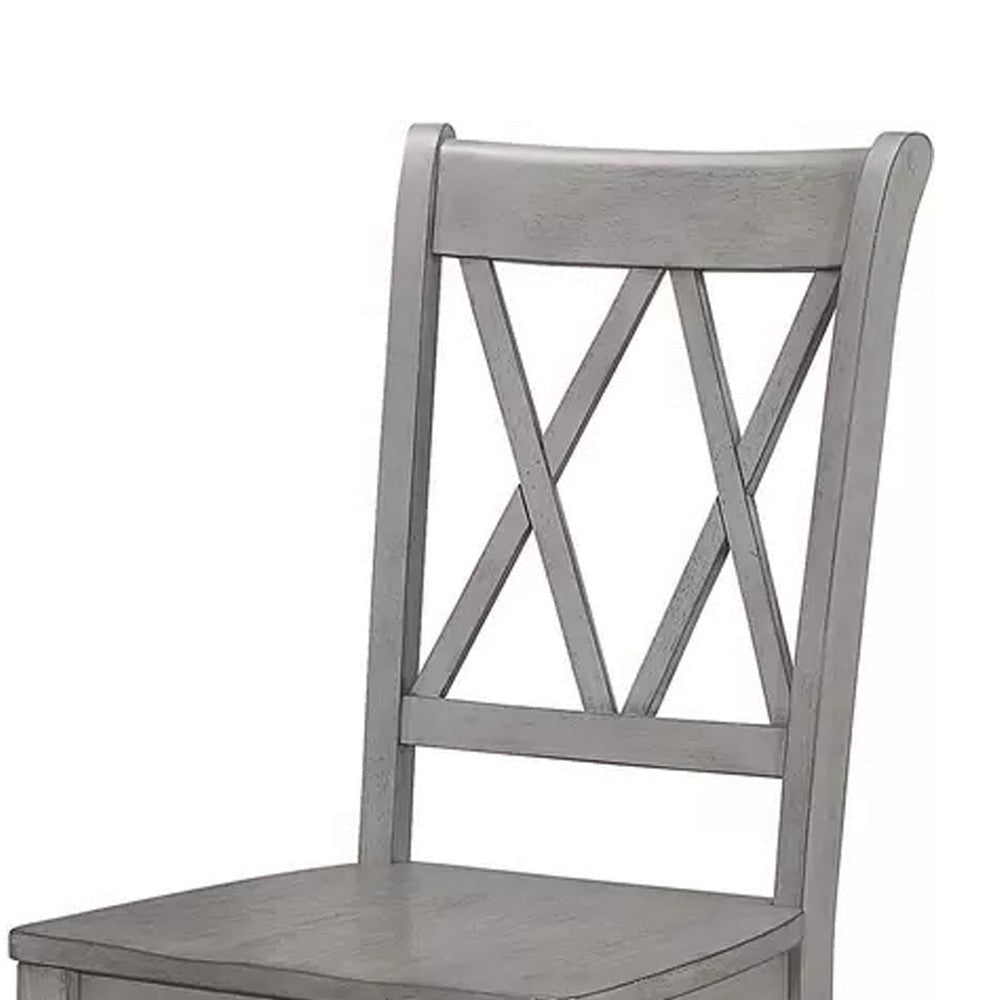 Janu Set of 2 Side Dining Chair | X Shaped Backrest | Gray Solid Wood BM335883