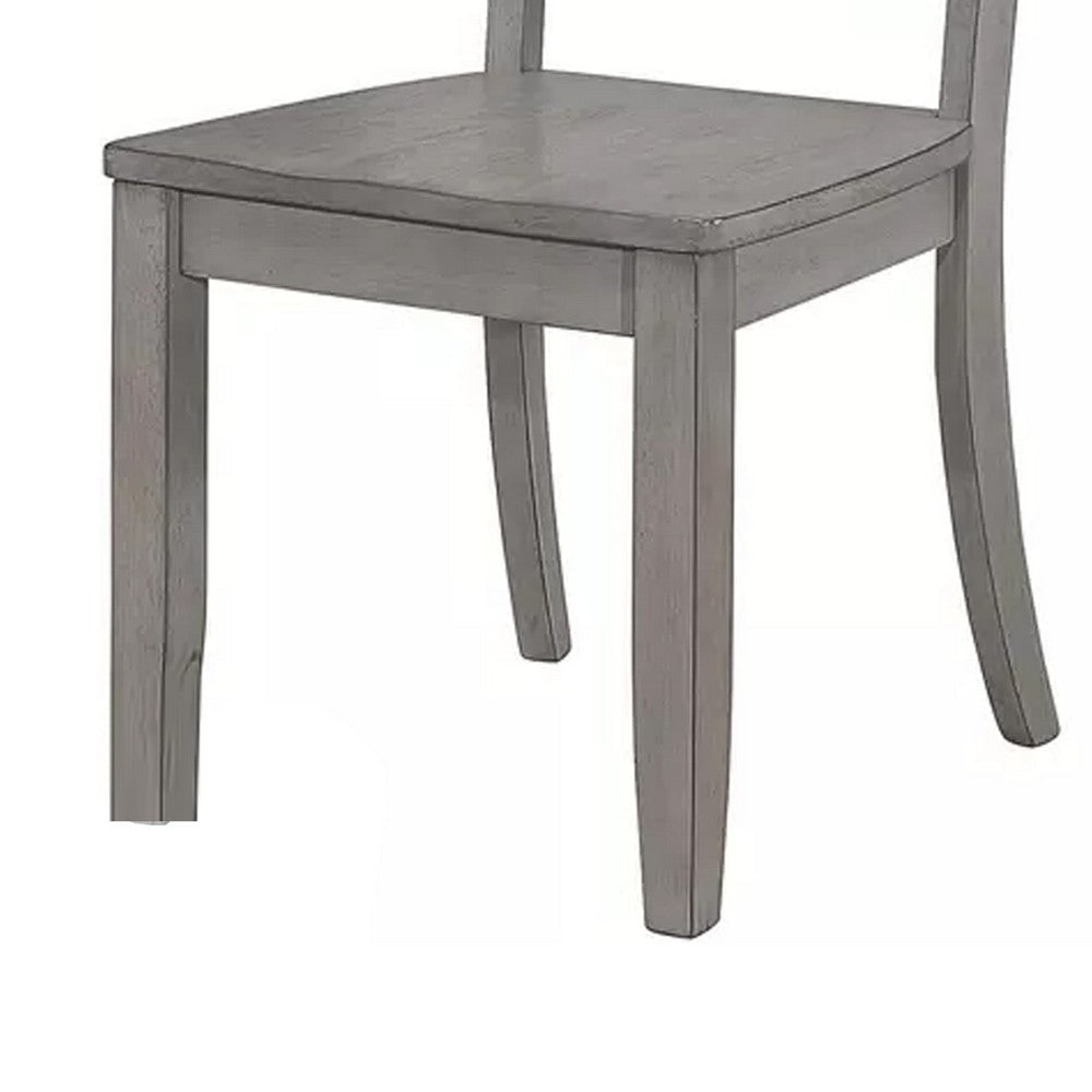 Janu Set of 2 Side Dining Chair | X Shaped Backrest | Gray Solid Wood BM335883