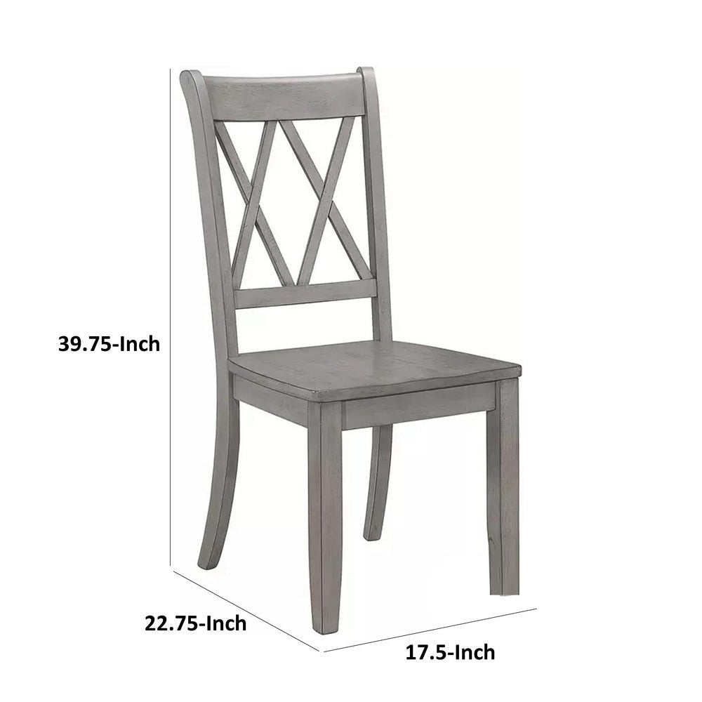 Janu Set of 2 Side Dining Chair | X Shaped Backrest | Gray Solid Wood BM335883