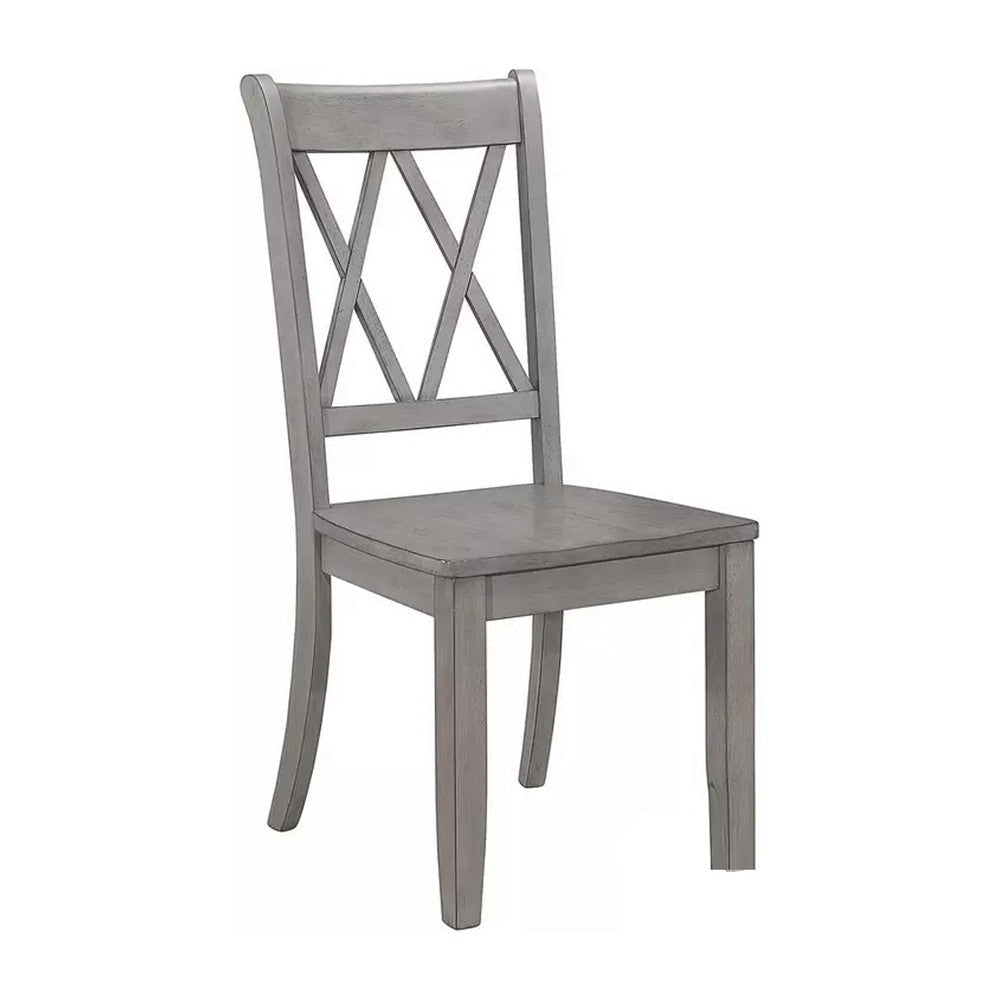 Janu Set of 2 Side Dining Chair | X Shaped Backrest | Gray Solid Wood