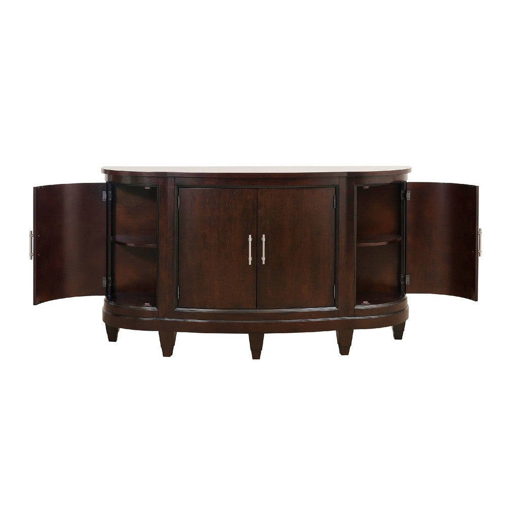Orom Curved Sideboard Buffet Console | 4 Doors Cherry Brown | 66’’ BM335886