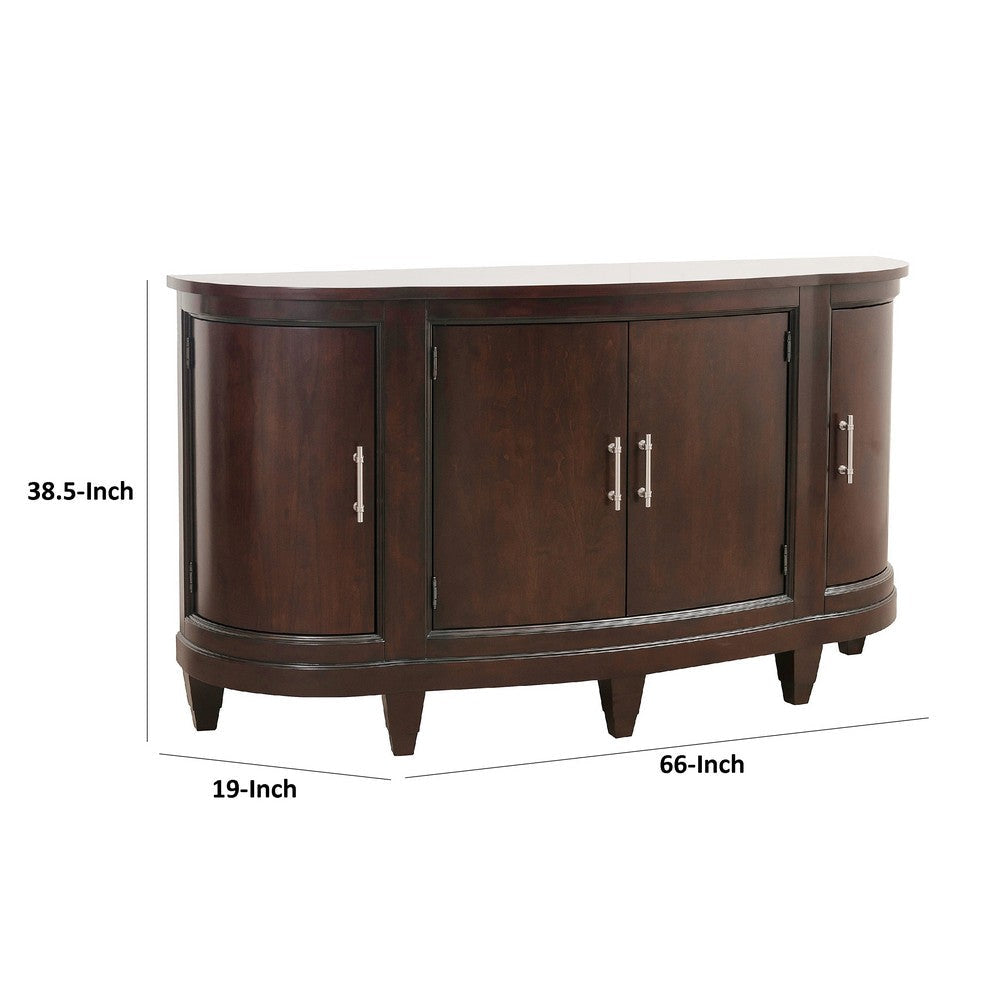 Orom Curved Sideboard Buffet Console | 4 Doors Cherry Brown | 66’’ BM335886