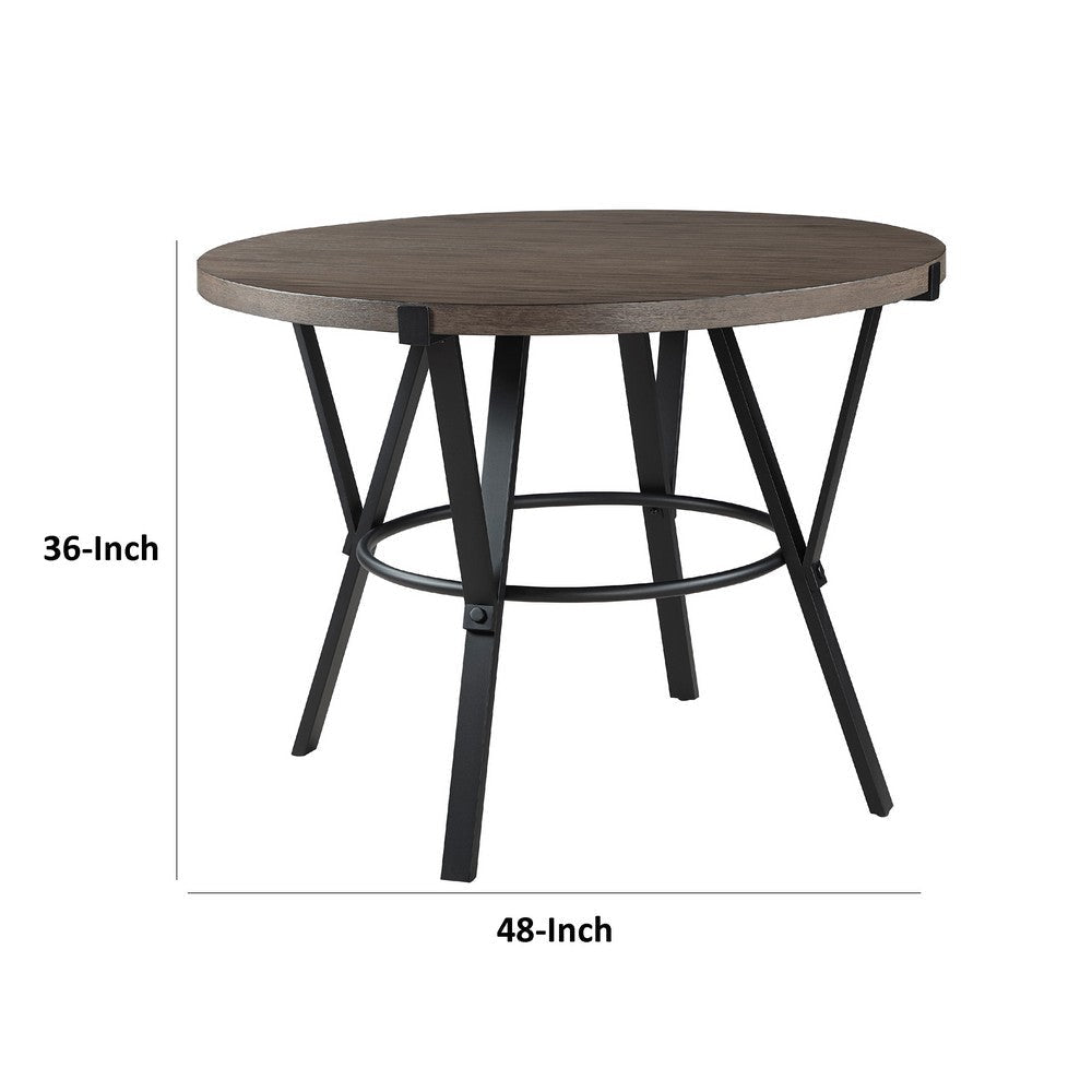 Rowl Counter Height Table | 48’’ Brown Round Wood Top | Metal Legs BM335897