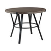 Rowl Counter Height Table | 48" Brown Round Wood Top | Metal Legs