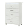 Jisy Tall Dresser Chest | 5 Drawer Chrome Bar Handles | LED Lit White BM335900