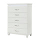 Jisy Tall Dresser Chest | 5 Drawer Chrome Bar Handles | LED Lit White BM335900