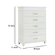 Jisy Tall Dresser Chest | 5 Drawer Chrome Bar Handles | LED Lit White BM335900