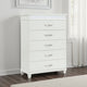 Jisy Tall Dresser Chest | 5 Drawer Chrome Bar Handles | LED Lit White