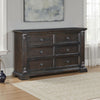 Walz 66" Wide Dresser | 6 Drawers | Espresso Brown Veneer, Black Knobs