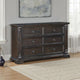 Walz 66" Wide Dresser | 6 Drawers | Espresso Brown Veneer, Black Knobs